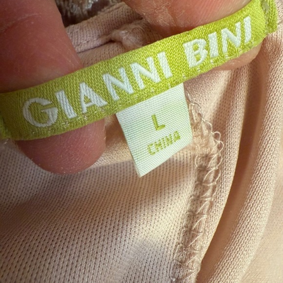 GIANNI BINl Rose Gold Sequin Wavy Lace Shift Dress Size L Cocktail Party - Picture 6 of 12